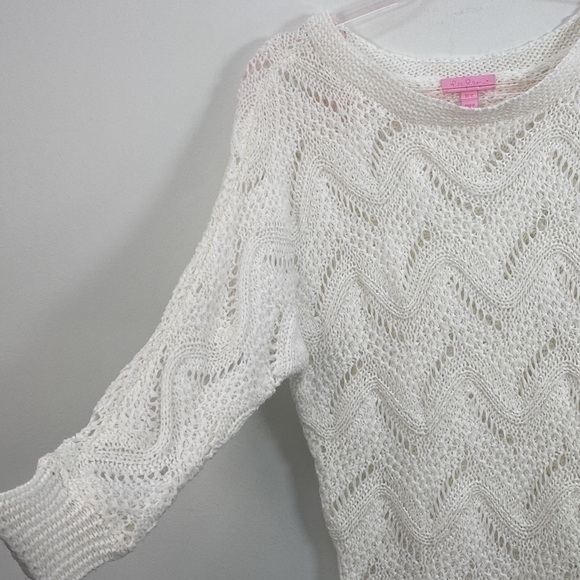 Lilly Pulitzer Open Knit Top Dolman Sleeve Women's XS/S White - Picture 3 of 10